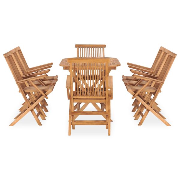 vidaXL 9 Piece Folding Outdoor Dining Set Solid Teak Wood