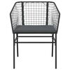 vidaXL 3 Piece Garden Dining Set with Cushions Black Poly Rattan Glass