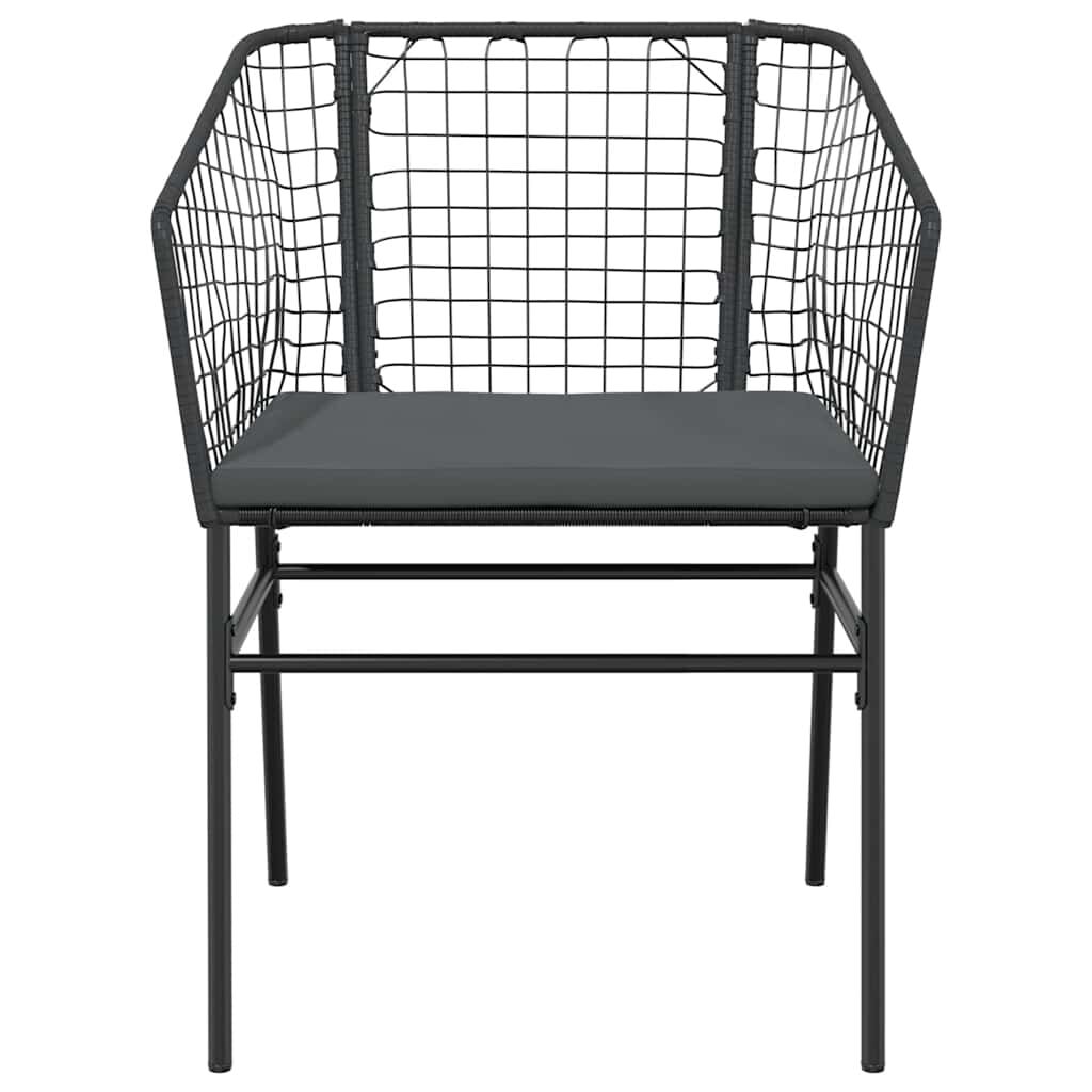 vidaXL 3 Piece Garden Dining Set with Cushions Black Poly Rattan Glass