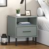 vidaXL Bedside Cabinet with Metal Legs Grey Solid Wood Pine OSLO