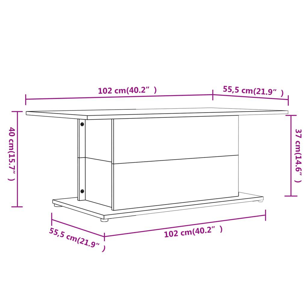 vidaXL Coffee Table Grey Sonoma 102x55.5x40 cm Engineered Wood