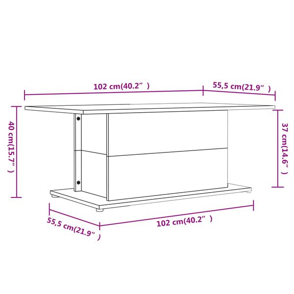 vidaXL Coffee Table Grey Sonoma 102x55.5x40 cm Engineered Wood