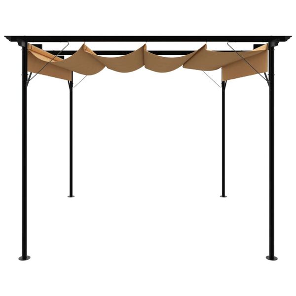 vidaXL Pergola with Retractable Roof Taupe 3x3 m Steel 180 g/m&sup2;