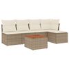 vidaXL 6 Piece Garden Sofa Set with Cushions Beige Poly Rattan