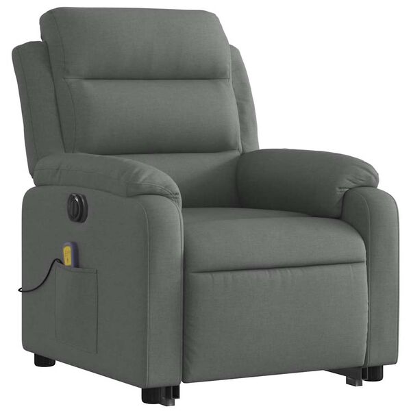 vidaXL Electric Stand up Massage Recliner Chair Dark Grey Fabric