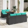 vidaXL Garden Sofa Set with Storage 6 pcs Black Poly rattan