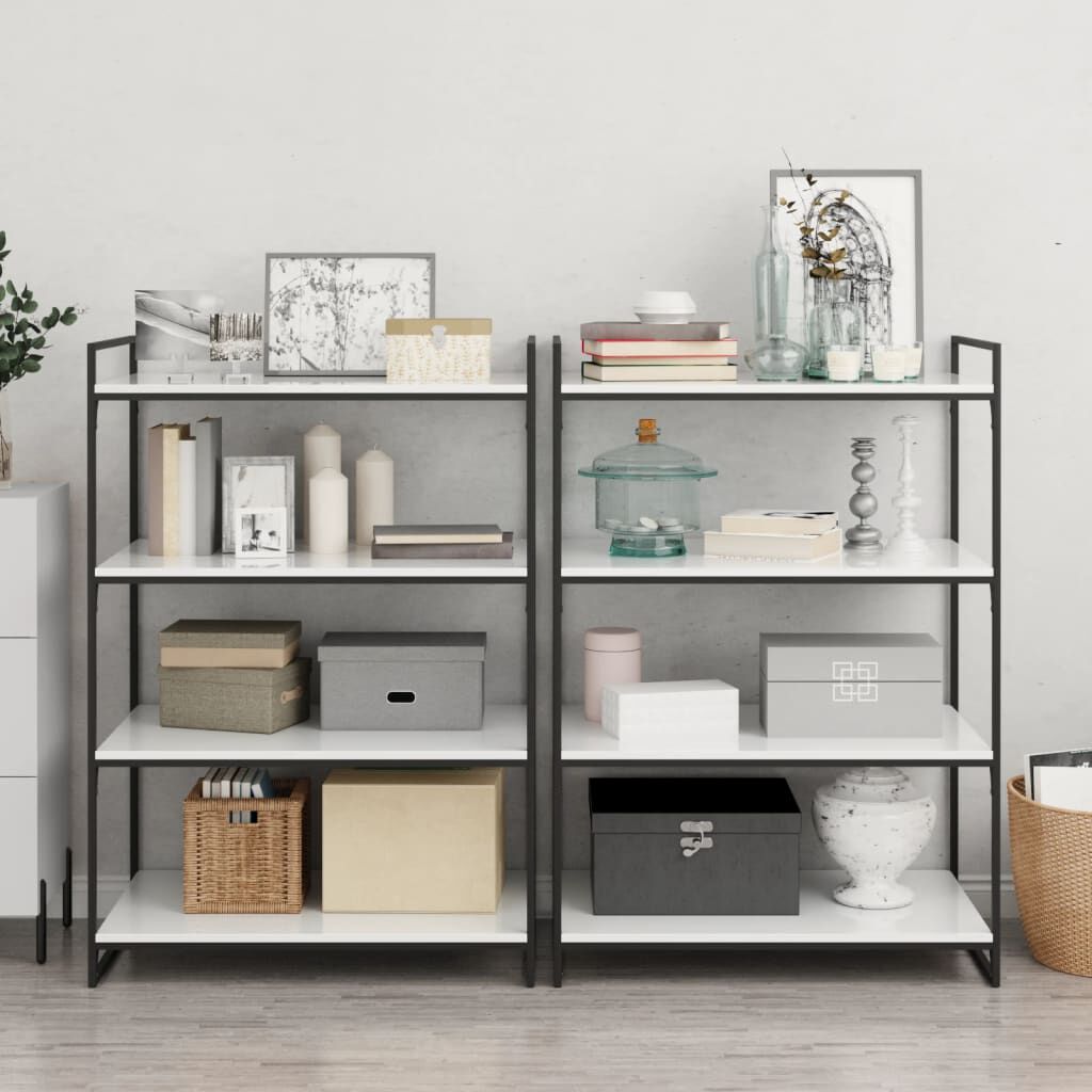 vidaXL Bookshelf Boards 8 pcs High Gloss White 80x50x1.5 cm Engineered Wood