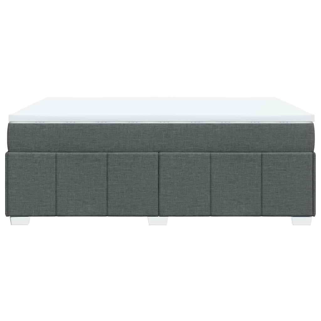 vidaXL Box Spring Bed with Mattress Dark Grey Queen Fabric