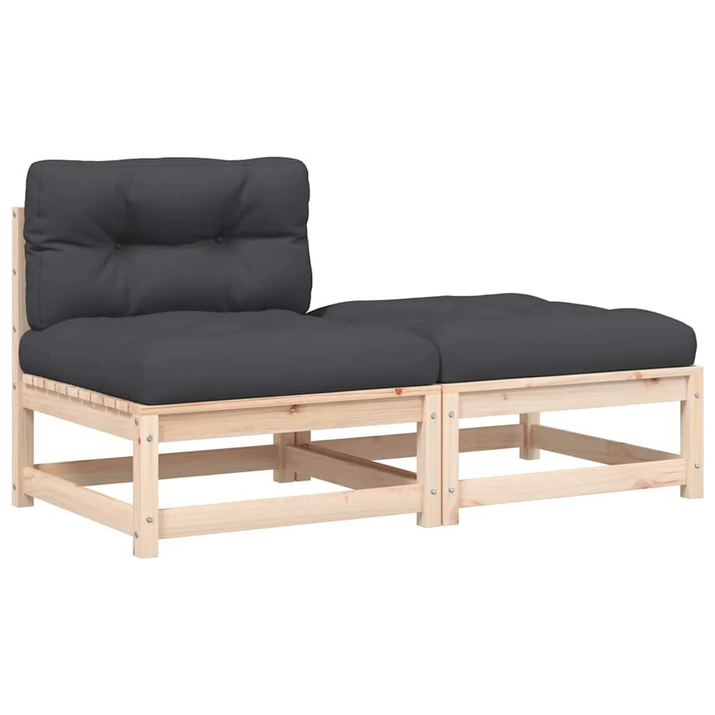 vidaXL Garden Sofa Armless with Cushions and Footstool