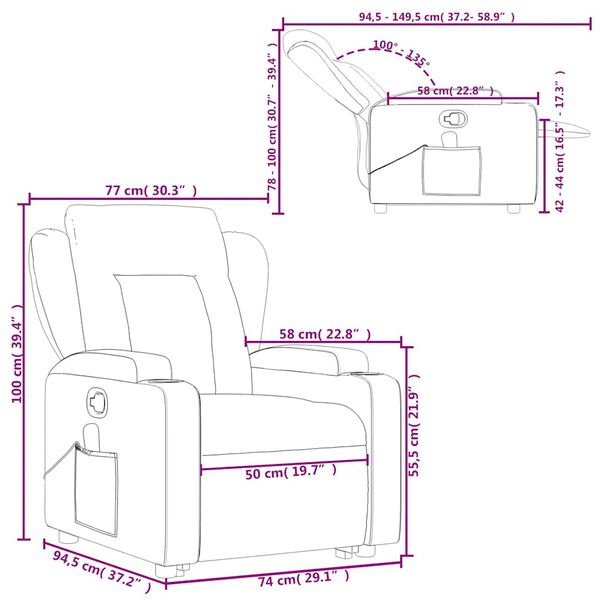 vidaXL Stand up Massage Recliner Chair Cream Fabric