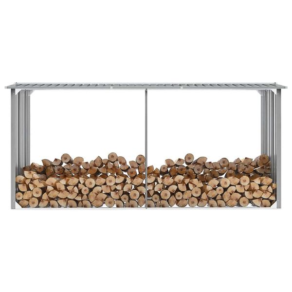 vidaXL Garden Log Storage Shed Galvanised Steel 330x92x153 cm Grey