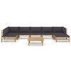 vidaXL 8 Piece Garden Lounge Set with Dark Grey Cushions Bamboo