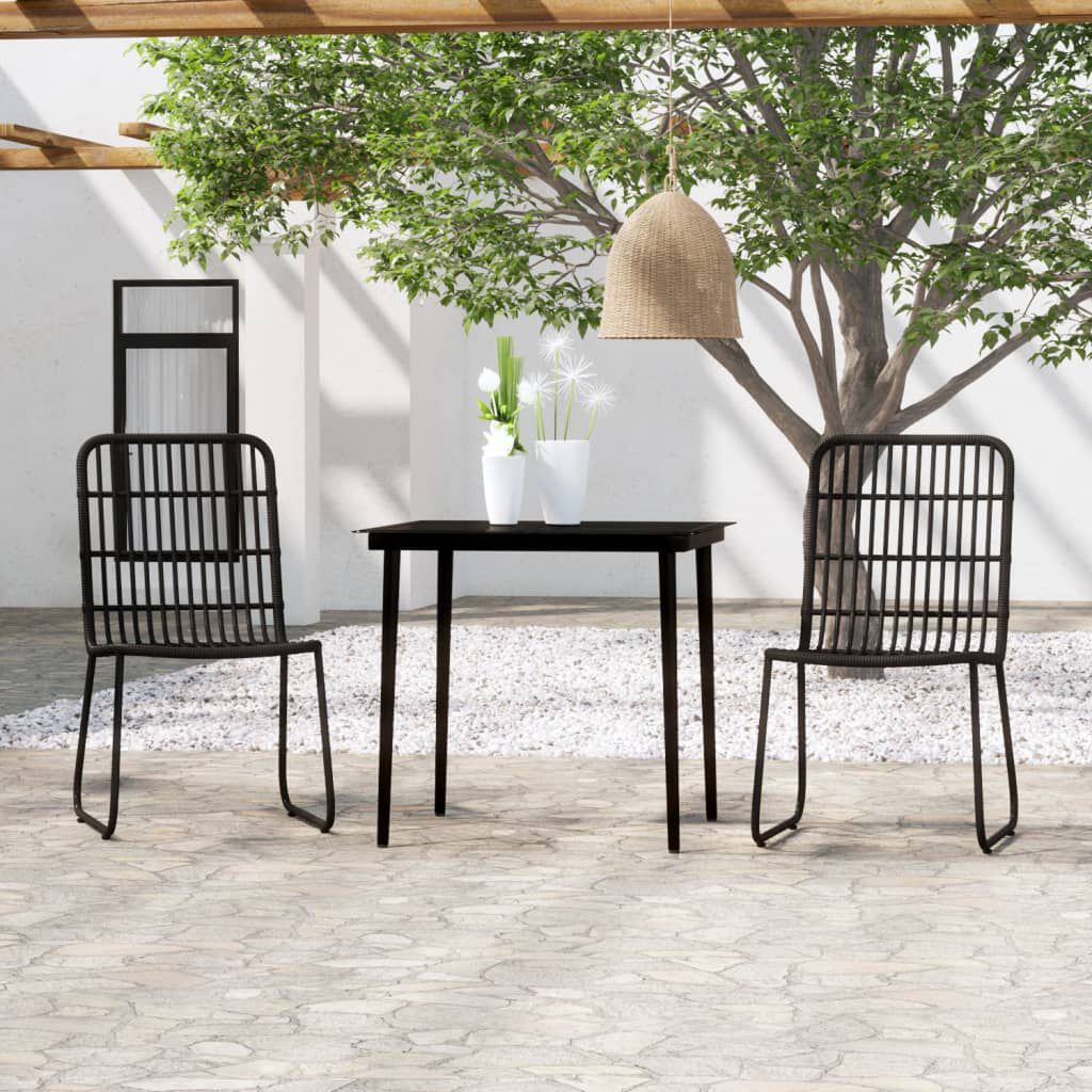 vidaXL 3 Piece Garden Dining Set Black