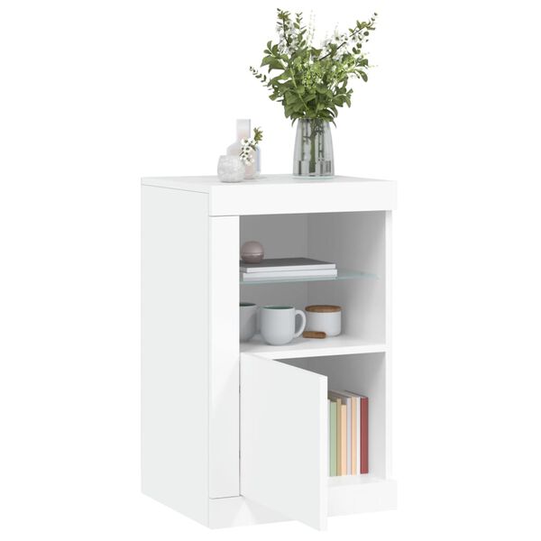 vidaXL Side Cabinets with LED Lights 2 pcs White Engineered Wood