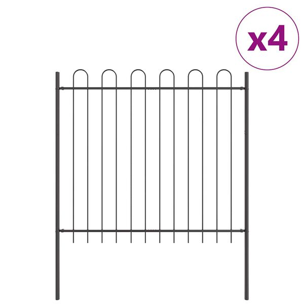 vidaXL Garden Fence 4 pcs Grey 6.8 x 1.5 m Powder-coated Steel
