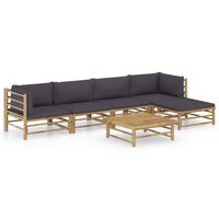 vidaXL 6 Piece Garden Lounge Set with Dark Grey Cushions Bamboo