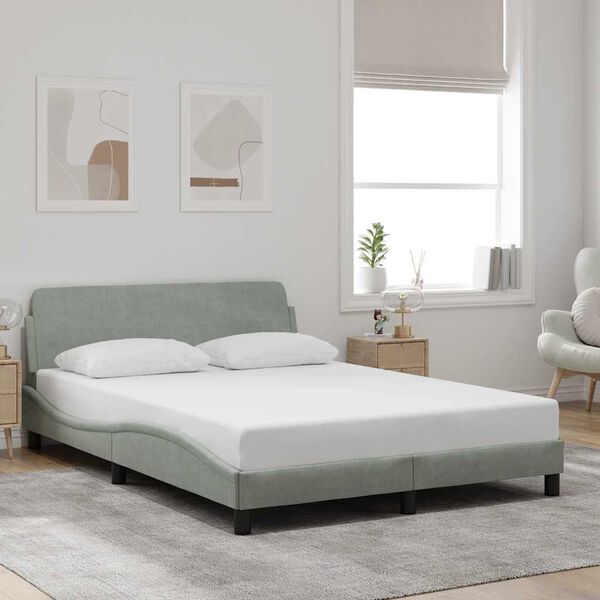 vidaXL Bed Frame "Dover" Light Grey 137x190 cm Double Velvet