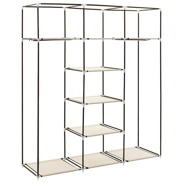 vidaXL Wardrobe with Compartments and Rods Cream 150x45x175 cm Fabric