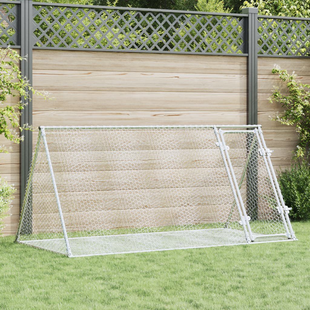 vidaXL Rabbit Hutch Silver 200x105x91 cm Galvanised Steel