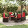 vidaXL Garden Dining Set 5 pcs Brown Poly Rattan