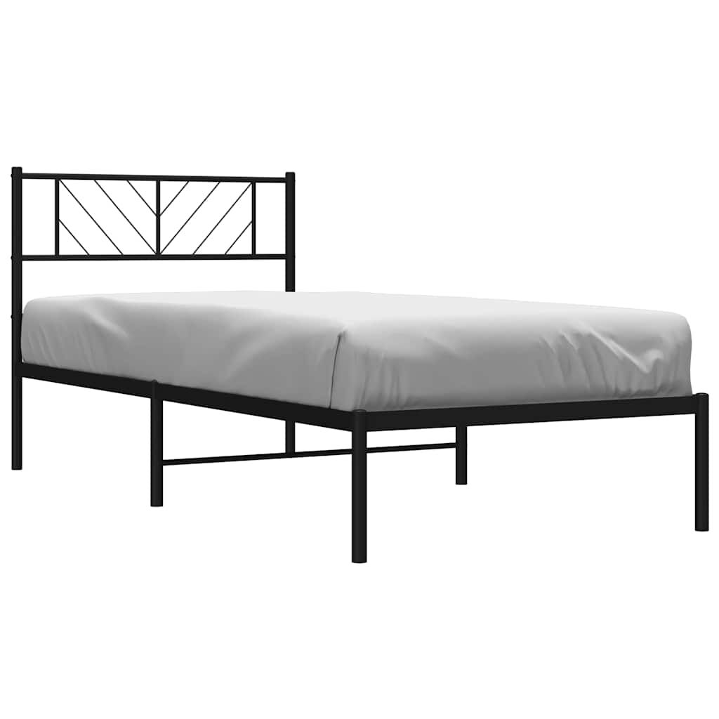 vidaXL Metal Bed Frame without Mattress with Headboard Black 100x190cm