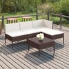 vidaXL 5 Piece Garden Lounge Set with Cushions Poly Rattan Brown