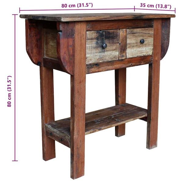 vidaXL Console Table Mixed Recycled Wood 80x35x80 cm