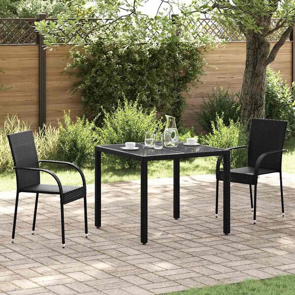 vidaXL Stackable Outdoor Chairs 2 pcs Poly Rattan Black