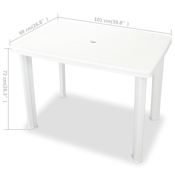 vidaXL Garden Table White 101x68x72 cm Plastic