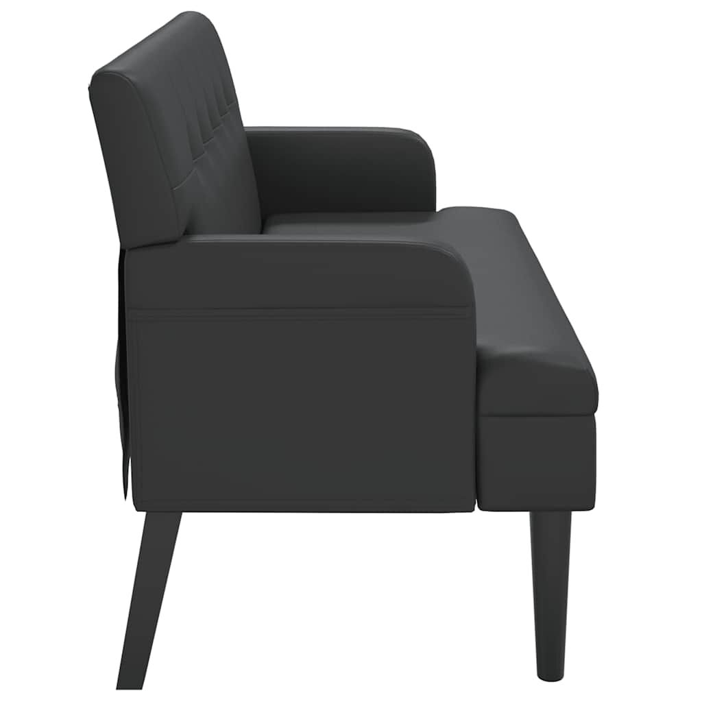 vidaXL Bench with Backrest Black 112x65.5x75 cm Faux Leather