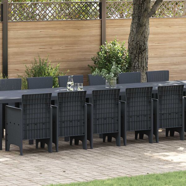 vidaXL Garden Dining Set 17 pcs Anthracite Polt rattan
