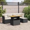 vidaXL 6 Piece Garden Sofa Set with Cushions Black Poly Rattan