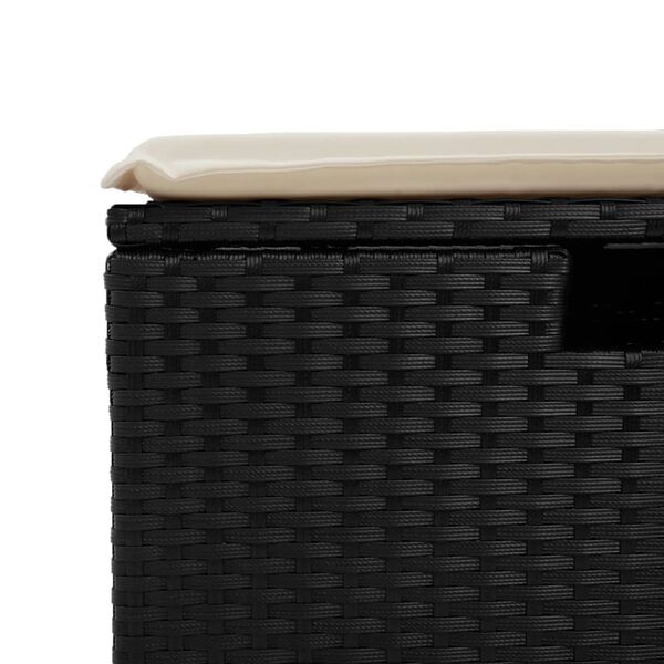 vidaXL Garden Stool with Cushion Black 55x55x37 cm Poly Rattan