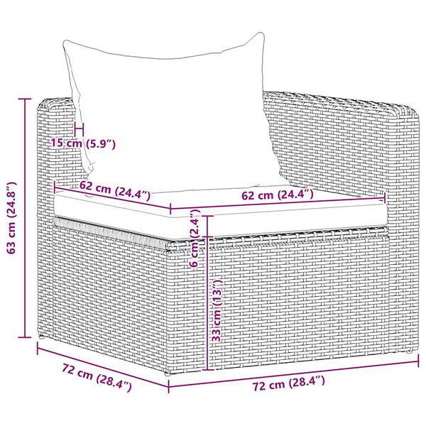 vidaXL 3 Piece Garden Sofa Set with Cushions Grey Poly Rattan
