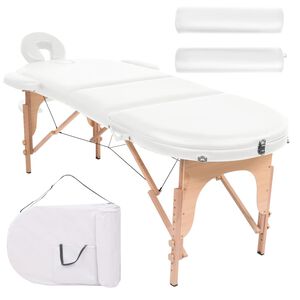 vidaXL Folding Massage Table 4 cm Thick with 2 Bolsters Oval White