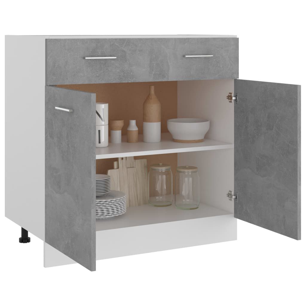 vidaXL Drawer Bottom Cabinet Concrete Grey 80x46x81.5 cm Engineered Wood