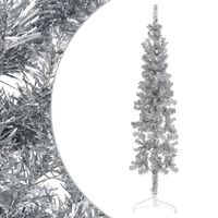 vidaXL Slim Artificial Half Christmas Tree with Stand Silver 120 cm