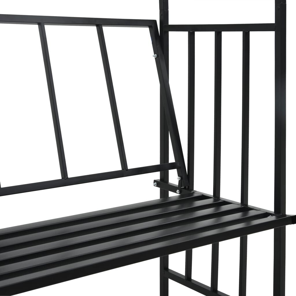 vidaXL Garden Arch with Bench Black 128x50x207 cm Iron