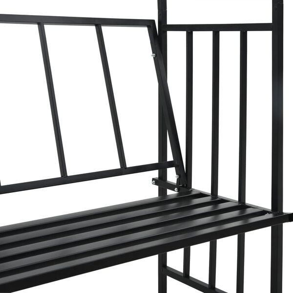 vidaXL Garden Arch with Bench Black 128x50x207 cm Iron