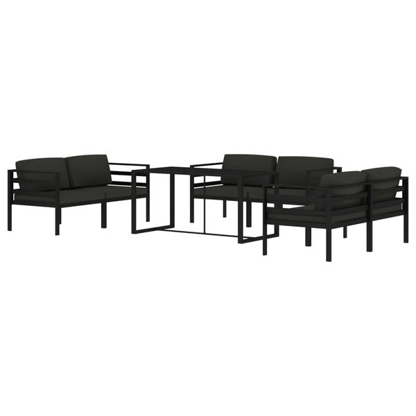 vidaXL 7 Piece Garden Lounge Set with Cushions Aluminium Anthracite