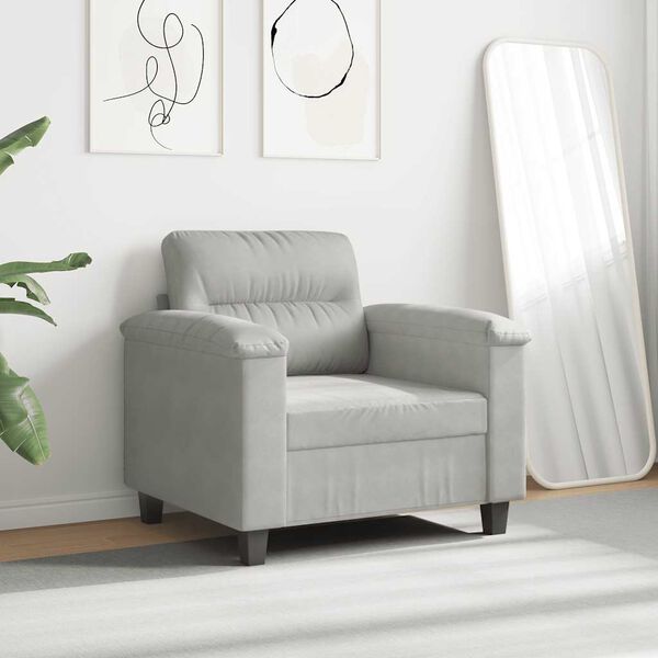 vidaXL Sofa Chair Light Grey 60 cm Microfibre Fabric
