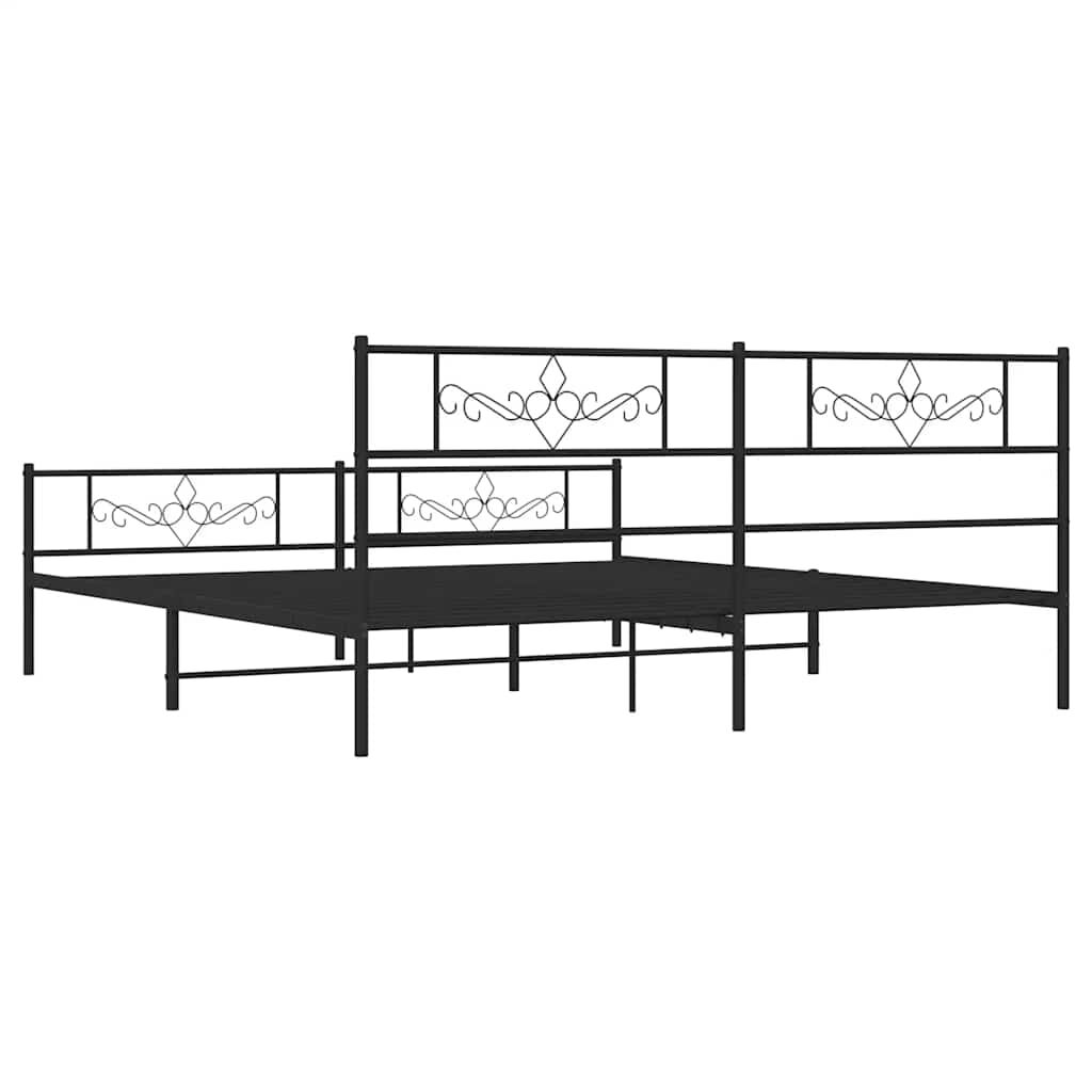 vidaXL Metal Bed Frame without Mattress with Footboard Black 183x213cm