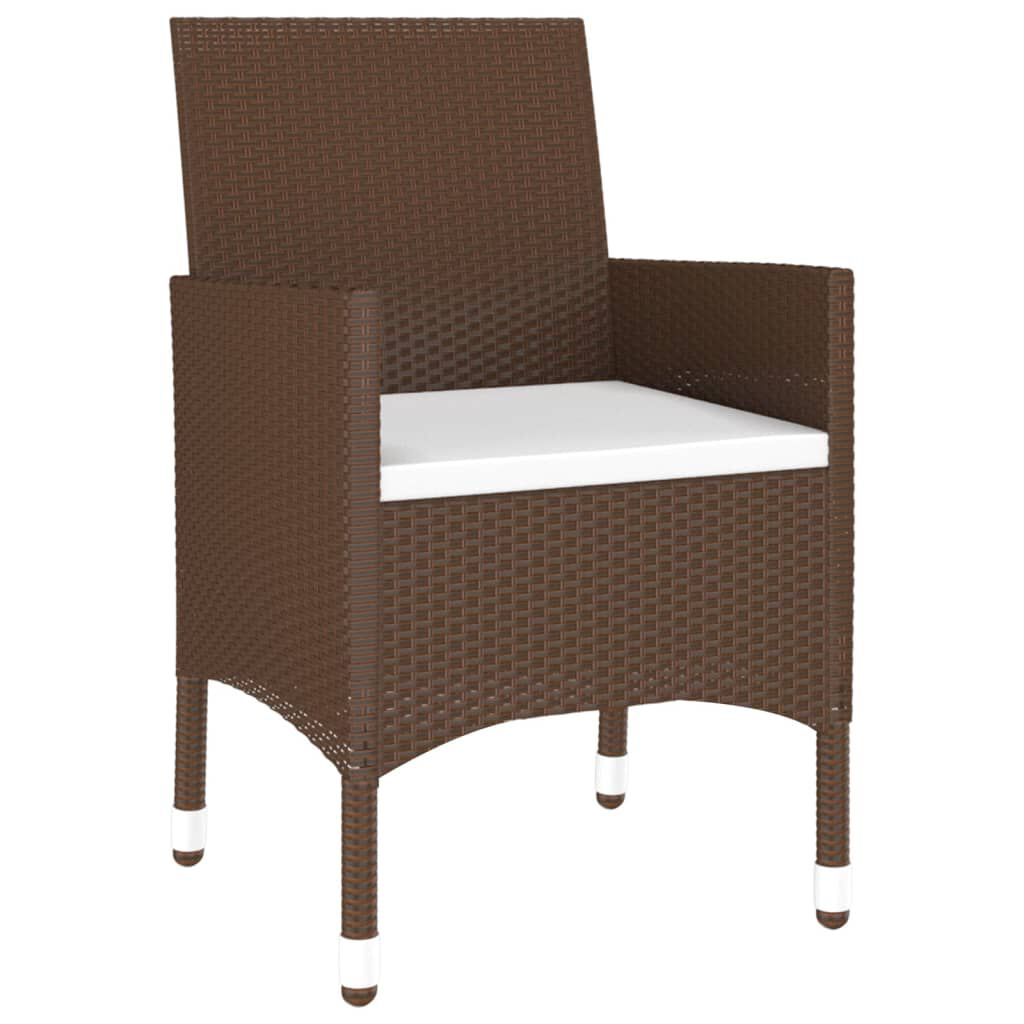 vidaXL 3 Piece Garden Dining Set Poly Rattan Brown