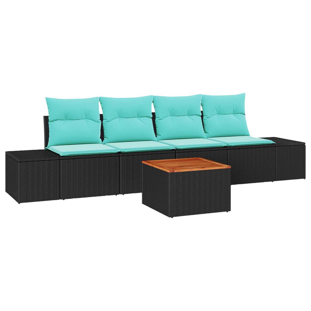 vidaXL Garden Sofa Set 5 pcs Black, turquoise