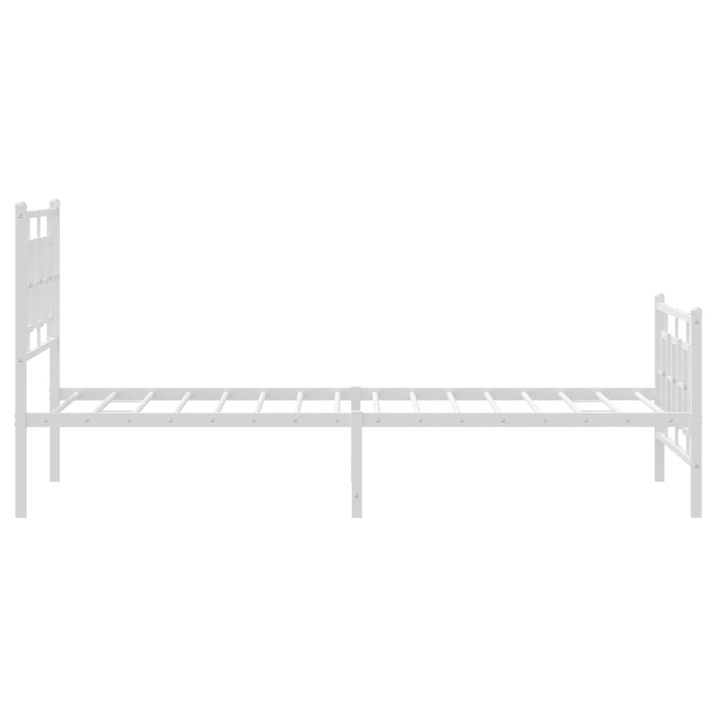 vidaXL Metal Bed Frame without Mattress with Footboard White 100x200cm