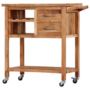 vidaXL Kitchen Trolley 80x45x91 cm Solid Wood Acacia