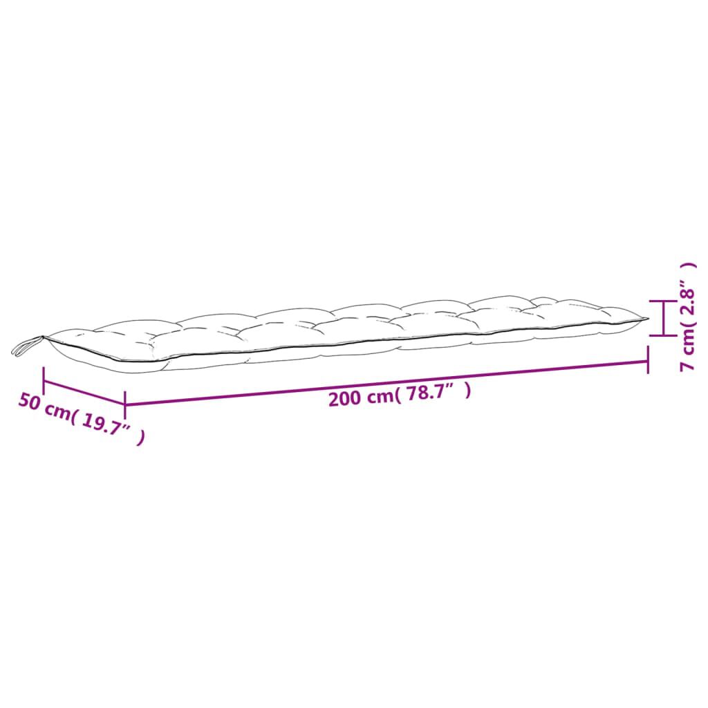 vidaXL Garden Bench Cushion Grey 200x50x7 cm Oxford Fabric