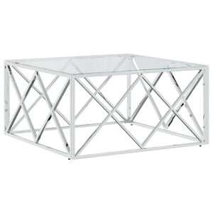 vidaXL Coffee Table 80x80x40 cm Stainless Steel and Glass