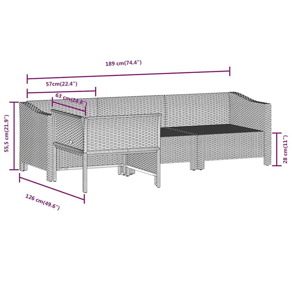 vidaXL 4 Piece Garden Lounge Set with Cushions Grey Poly Rattan