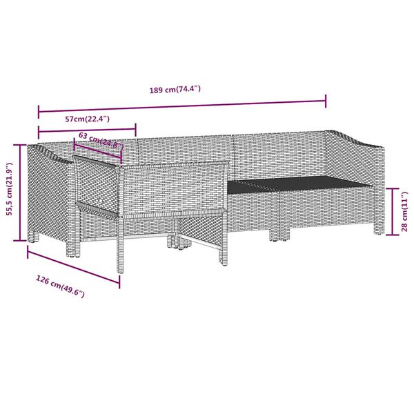 vidaXL 4 Piece Garden Lounge Set with Cushions Grey Poly Rattan